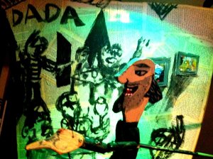 Tristan Tzara delivering his Dada Manifesto at the Cabaret Voltaire.  