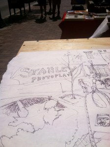 Sketching the street scene on Penn Ave. on June 14th.