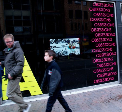 Jason Lockyer's video, viewable from the Liberty Avenue sidewalk.  