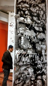 Cut Yupo paper and ink installation by Laurie Trok.