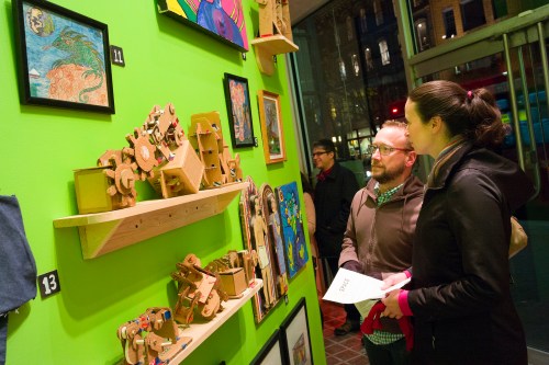 Three visitors at a time entered The Sideways Museum on opening night.