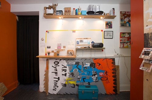 Center workspace during the exhibition, MIXTAPE.