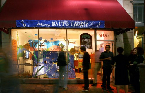 Sarver's Bait & Tackle, a storefront installation at the 2009 Three Rivers Arts Festival was the culmination of The Fishing Report. Photo by L. Rippel.  
