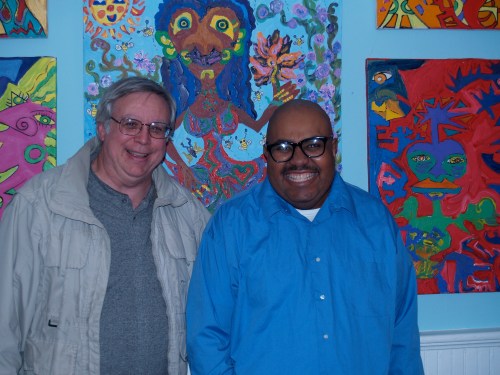 Steve Smith and a friend at his opening reception.  