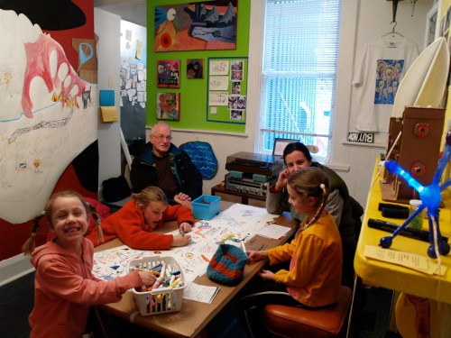 Visitors making art. 