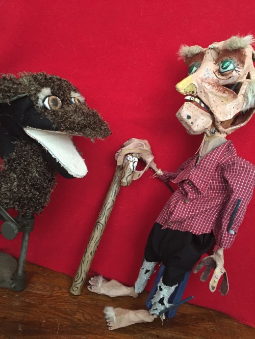 Rip Van Winkle and Cubby the dog puppets in progress. 