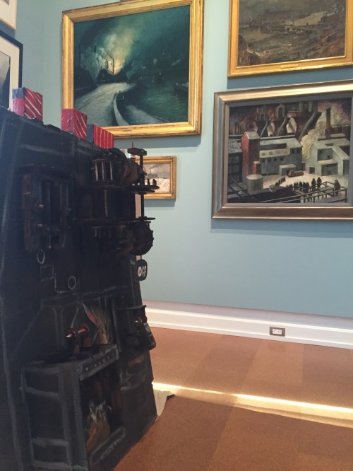 Steel mill setting for second puppet show. 