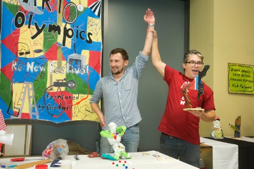 Sasha is declared winner of the Halftime Sculpture Contest.  